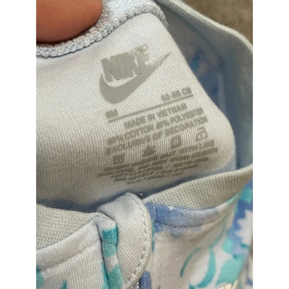 Nike Footed Sleeper Baby Girls 6M Blue Floral Excellent Zip Front Romper